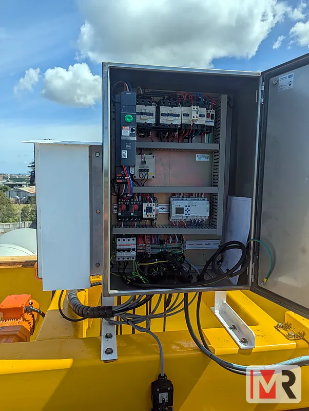 Control panel on an overhead gantry crane, contactors and controller