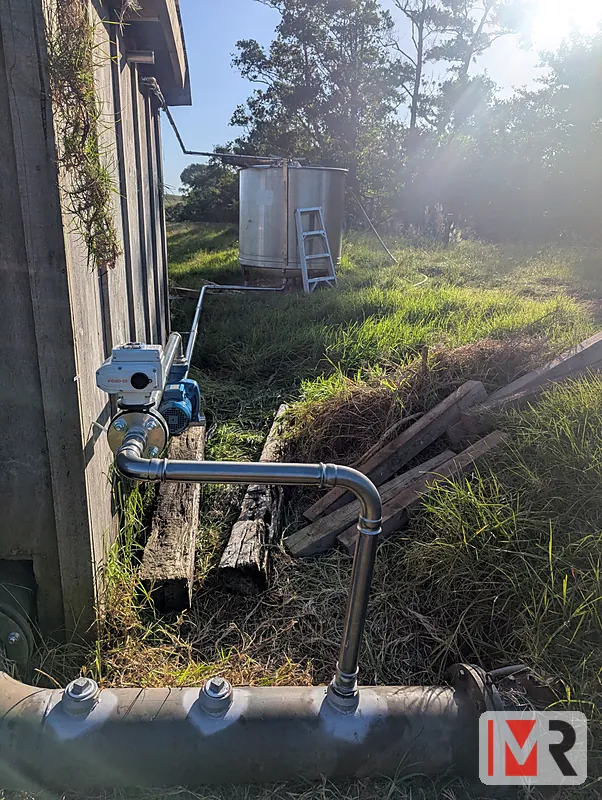 Pump pipework and fittings in a farm paddock