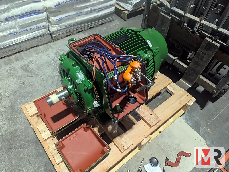 WEG electric motor on a pallet before installation
